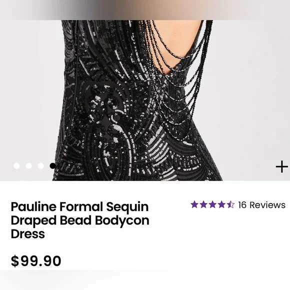 Windsor Black and Silver Sequin V-Neck Gown- New without tags - Picture 4 of 12